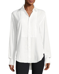 Burberry Jaden Big Shirt With Pintucked Front White