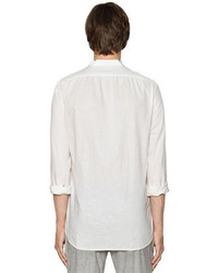 John Varvatos Mandarin Collar Linen Canvas Shirt
