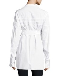Calvin Klein Collection Kaimee Belted Pleated Cotton Shirt