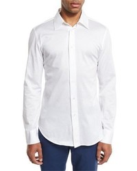 Brioni Knit Button Front Shirt White