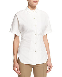 The Row Liko Short Sleeve Button Front Shirt White