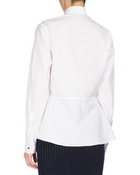 Kenzo Long Sleeve Collared Peplum Shirt White