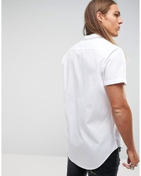 Asos Longline Shirt In White With Revere Collar