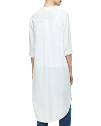 Eileen Fisher Mandarin Collar Calf Length Shirt Black Petite