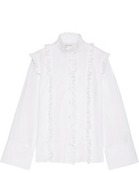 MARQUES ALMEIDA Marques Almeida Ruffled Cotton Poplin Shirt White