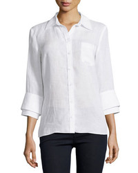 Michael Kors Michl Kors 34 Sleeve Button Front Shirt Optic White