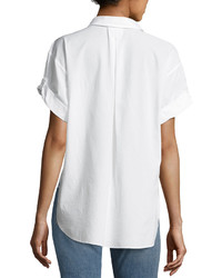 MiH Jeans Mih Tuck In Roll Sleeve Cotton Shirt White