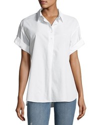 MiH Jeans Mih Tuck In Roll Sleeve Cotton Shirt White