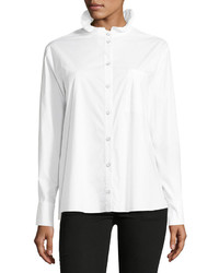 Saloni Mika Stand Collar Button Front Poplin Shirt