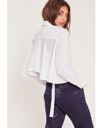 Missguided Frill Back Buckle Shirt White