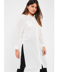 Missguided Plus Size White Crepe Maxi Shirt