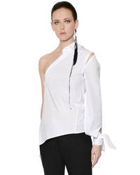 Ann Demeulemeester One Sleeve Cutout Cotton Poplin Shirt