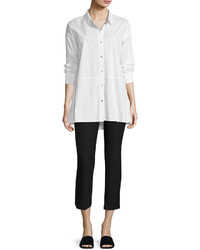 Eileen Fisher Organic Cotton Lawn Oversized Shirt White Plus Size