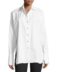 Helmut Lang Oversized Long Sleeve Button Front Poplin Shirt
