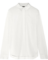 The Row Petah Silk Blend Georgette Shirt Ivory