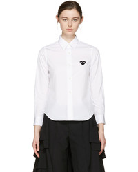 Comme des Garcons Play White Heart Patch Shirt