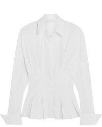 Antonio Berardi Pleated Cotton Blend Shirt White