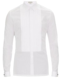 Balenciaga Pleated Front Double Cuff Cotton Dinner Shirt