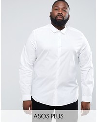 Asos Plus Slim Shirt With Stretch In White