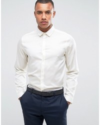 Asos Regular Fit Shirt In Super Fine Cotton In Off White