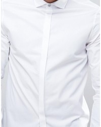 Asos Regular Fit Shirt With Cutaway Collar And Double Cuff