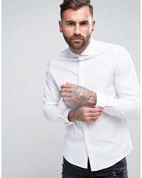 Asos Regular Fit Shirt With Cutaway Collar And Double Cuff