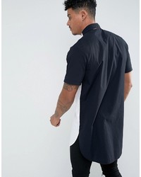 Asos Regular Fit Super Longline Shirt In Monochrome