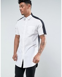 Asos Regular Fit Super Longline Shirt In Monochrome