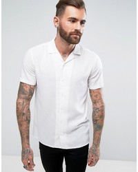 Asos Regular Fit Viscose Shirt With Revere Collar In White