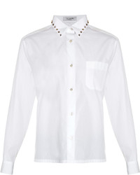 Valentino Rockstud Point Collar Cotton Shirt