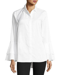 Go Silk Ruffle Sleeve Cotton Shirt Petite