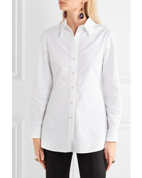 Alexander McQueen Ruffled Cotton Piqu Shirt White