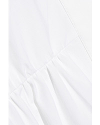 Fendi Ruffled Cotton Poplin Peplum Shirt White