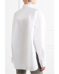 Balenciaga Scarf Oversized Cotton Poplin Shirt White