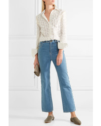 See by Chloe See By Chlo Crochet Paneled Fil Coup Cotton Shirt White