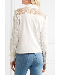 See by Chloe See By Chlo Crochet Paneled Fil Coup Cotton Shirt White