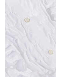 See by Chloe See By Chlo Ruffle Trimmed Smocked Cotton Poplin Shirt White