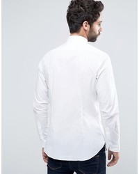 Farah Shirt With Collar Bar In Slim Fit With Stretch