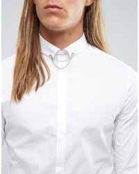Asos Skinny Shirt With Chain Detail Tie Pin
