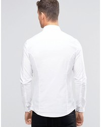 Asos Skinny Shirt With Cut Sew In White