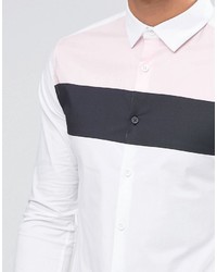 Asos Skinny Shirt With Cut Sew In White