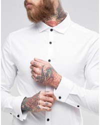 Asos Skinny Shirt With Cutaway Collar And Double Cuff