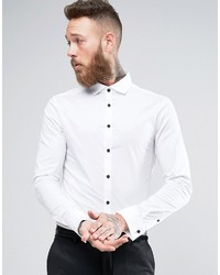 Asos Skinny Shirt With Cutaway Collar And Double Cuff
