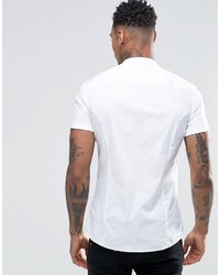 Asos Skinny Shirt With Grandad Collar In White