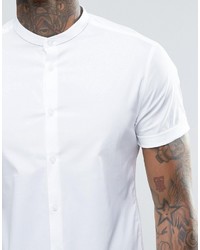 Asos Skinny Shirt With Grandad Collar In White