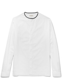 Balenciaga Slim Fit Collarless Cotton Poplin Shirt
