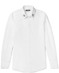 Dolce & Gabbana Slim Fit Embellished Cotton Poplin Shirt