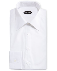 Tom Ford Slim Fit Poplin Plastron Evening Shirt White
