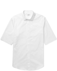Valentino Slim Fit Raw Edged Cotton Poplin Shirt