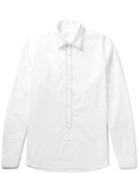 Prada Slim Fit Stitch Detailed Cotton Poplin Shirt